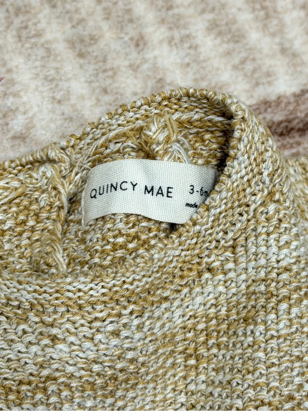 NEW Quincy Mae summer knit set 3-6 months neutral sweater shorts matching beige